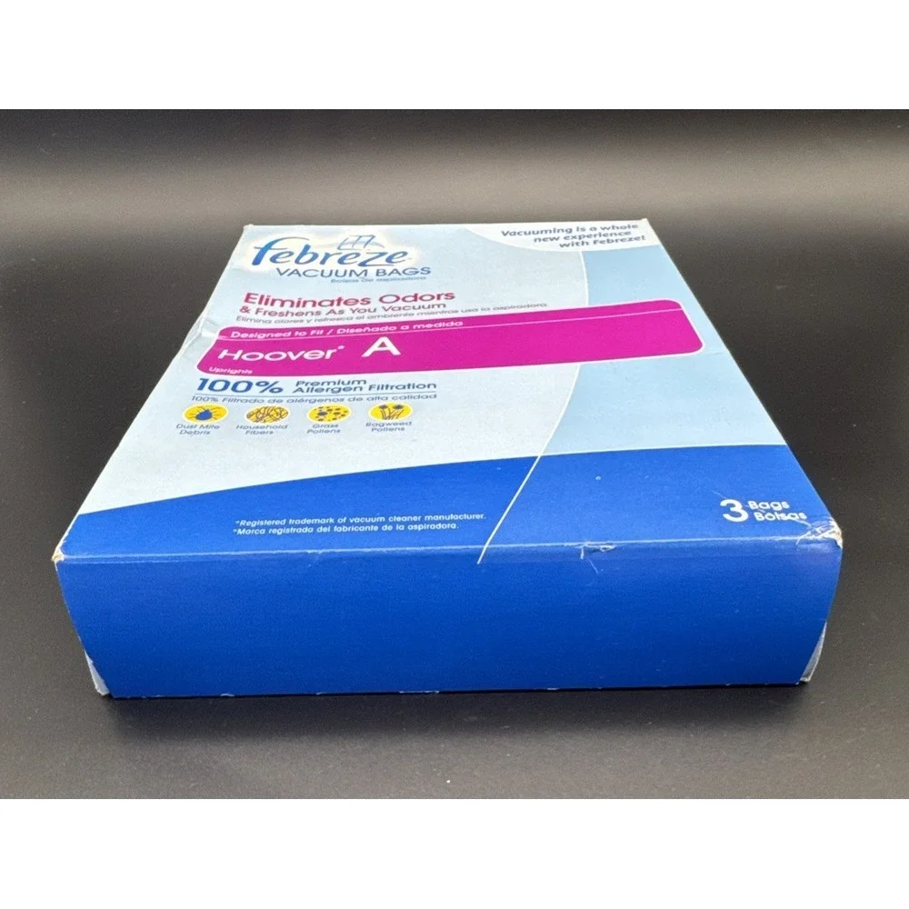 New Febreze Upright Vacuum Bags Hoover A Allergen Filtration 3 Bags Replacement